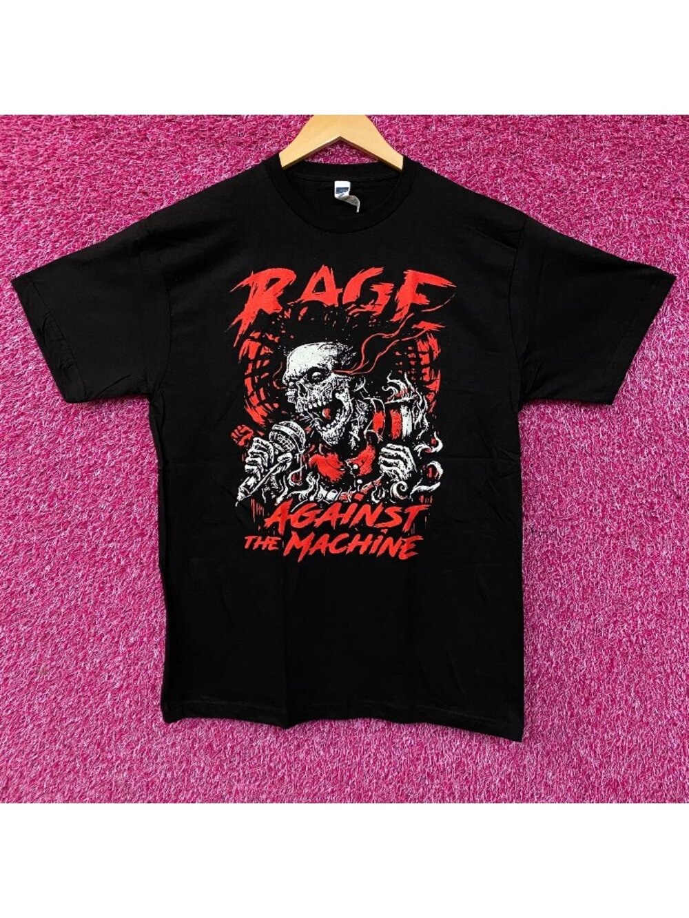 Rage Against the Machine Mic Skull Skeleton Rock T-shirt Large